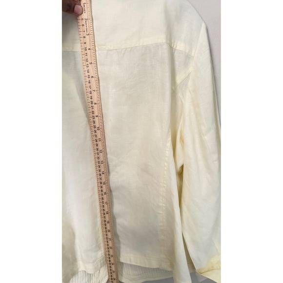 Jones NY Linen Button Down Pleated Front Jacket Pastel Yellow Soft Girl Size 18 - Picture 8 of 12
